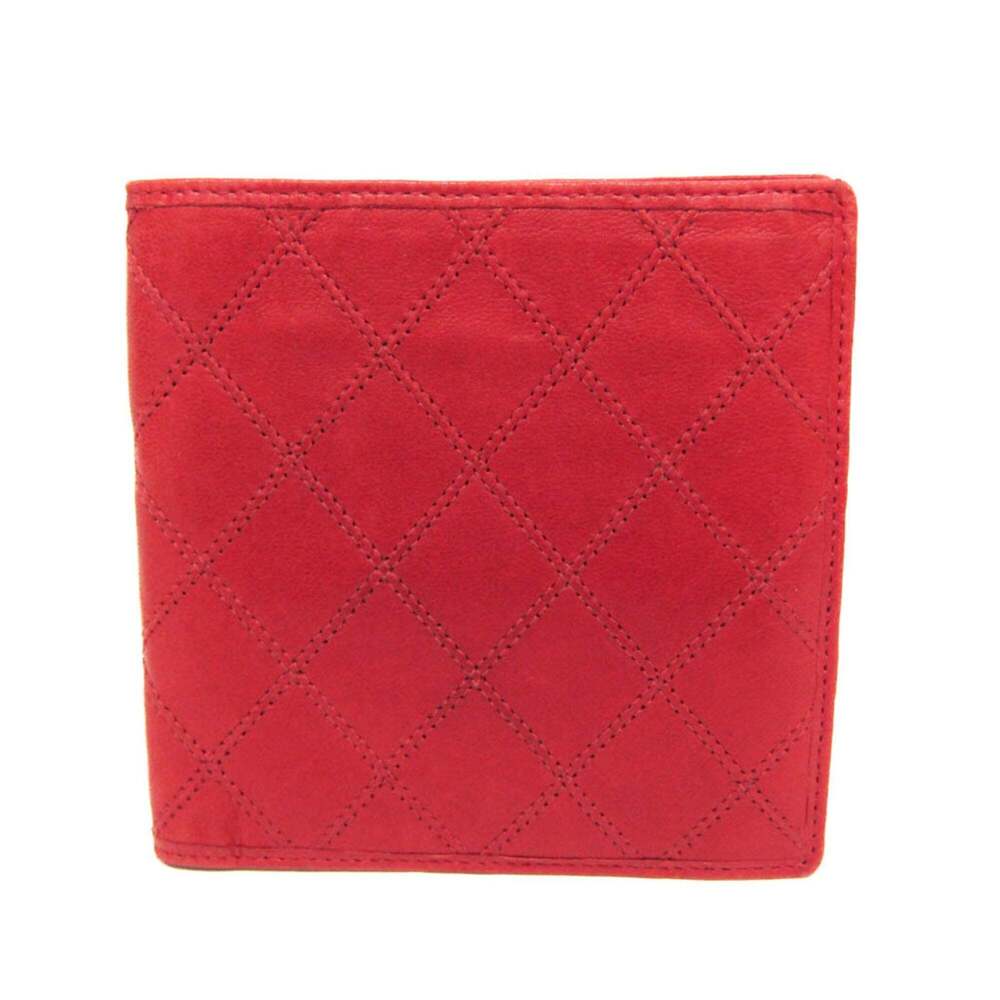 CHANEL Authentic Red Lambskin Leather Wallet